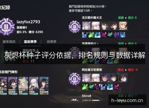 灰烬杯种子评分依据,排名规则与数据详解 灰烬杯种子评分依据,排名规则与数据详解